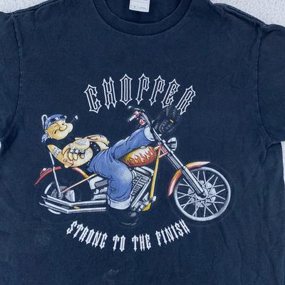 Vintage Popeye Chopper Stark bis zum Ende T-Shirt Medium Motorrad Biker 90er