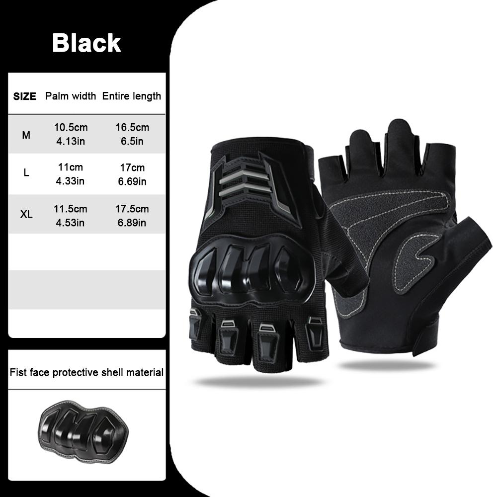 New Summer Half Finger Motorcycle Gloves Breathable Touchscreen Compatible Daily Use PVC Hard Shell Protective Unisex M чёрный