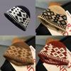 Rhombus Fisherman Hat Grid Pattern Cap Knitted Warmth Oversized Design Unisex