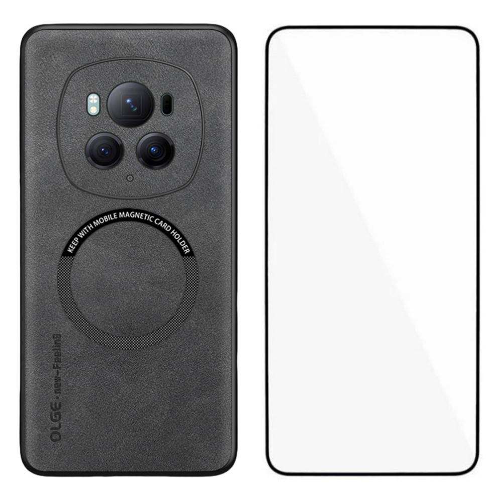 WANLONFENG YBP Series For Honor Magic6 Pro 5G Magnetic Case with Tempered Glass Film PU Leather+TPU Phone Cover Precise Cutouts