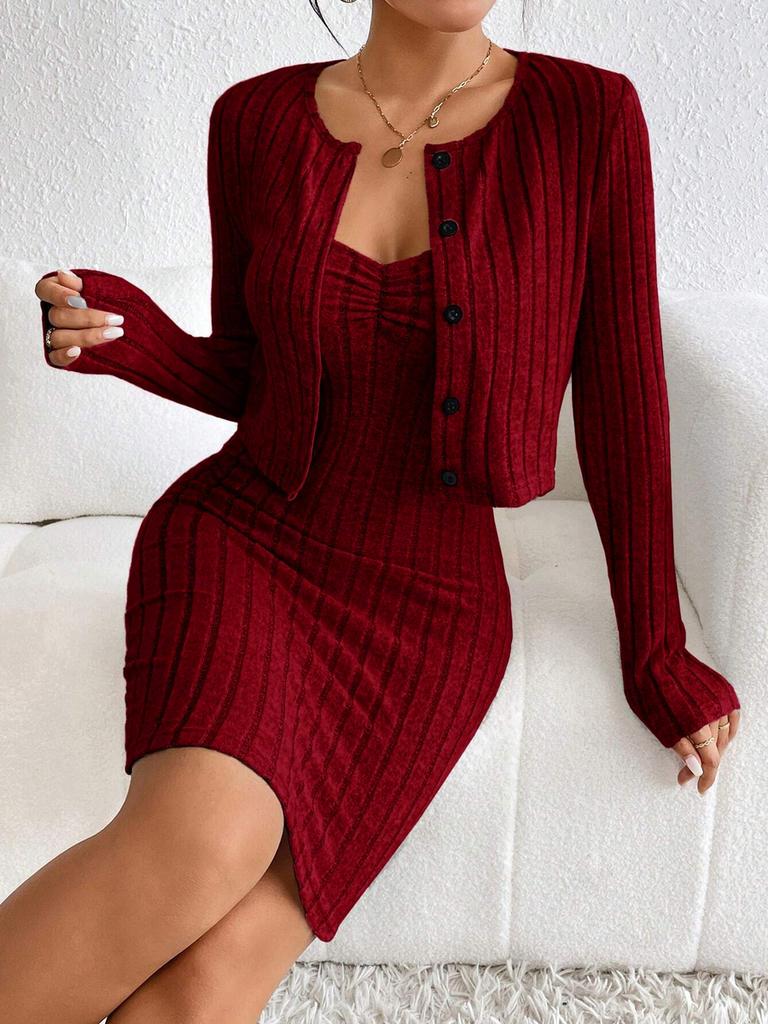 Women's French Y2K Fashion Set Spring Summer New Arrivals Slim Fit Jacket Dress Two Piece Set