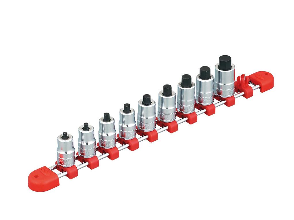 Kyoto Tool (KTC) 9.5mm (3/8 inch) Short Hexagon Bit Socket Set, 9-Piece Set, TBT3S09H