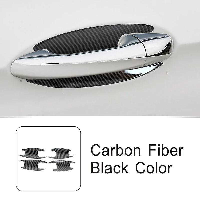 Car Door Handle Bowl Panel Cover Trim Carbon Fiber Pattern Decals For Mercedes Benz E Class W213 2016-2018 Exterior Accessories