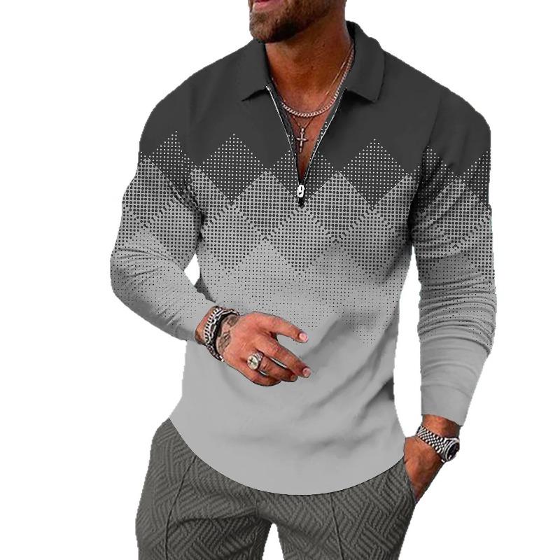 New Men's Casual Fashionable Simple and Trendy Autumn and Winter Long-sleeved Polo Shirts