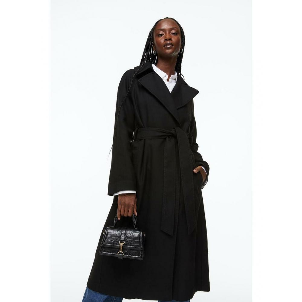 

Пальто с поясом HM Черное 1116095001