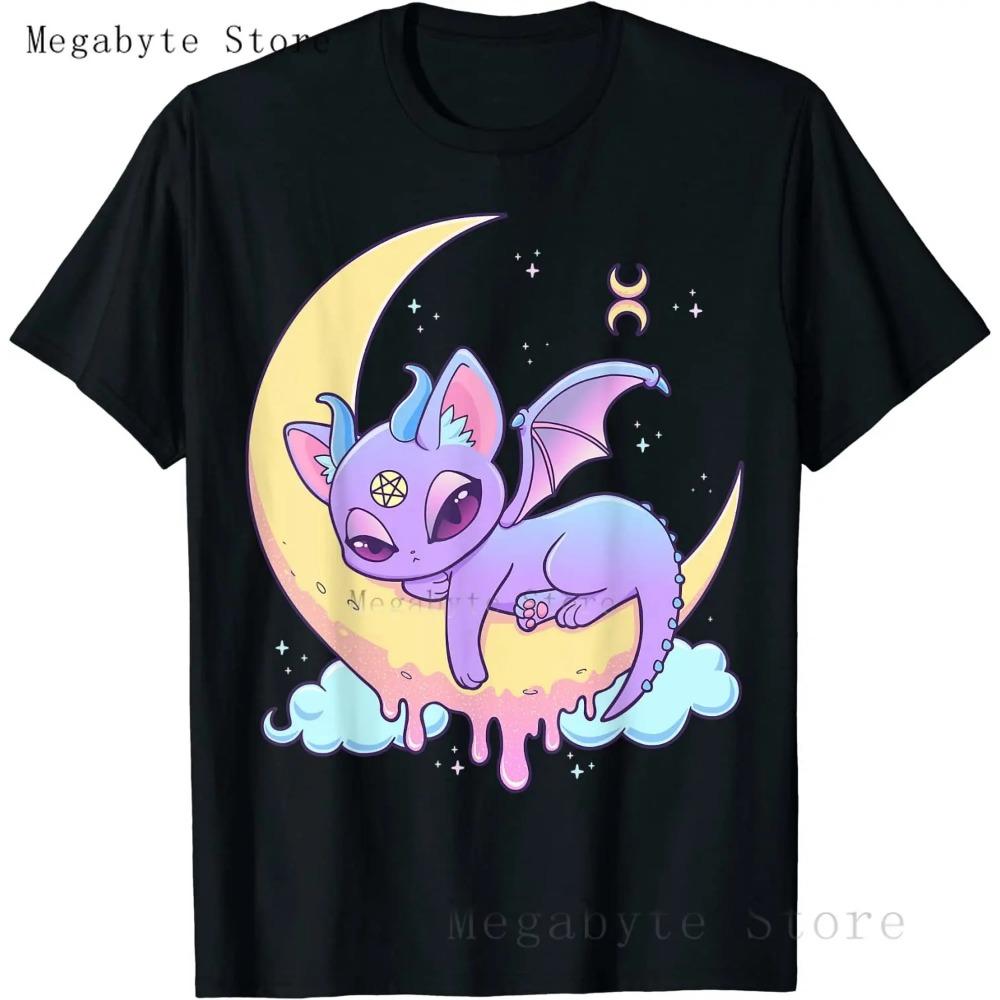 Pastel Goth T Shirt Men Women Kawaii Cartoon Gothic Cat Clothes Harajuku Shirt Unisex Graphic Tees Female Hip Hop T-shirt Male