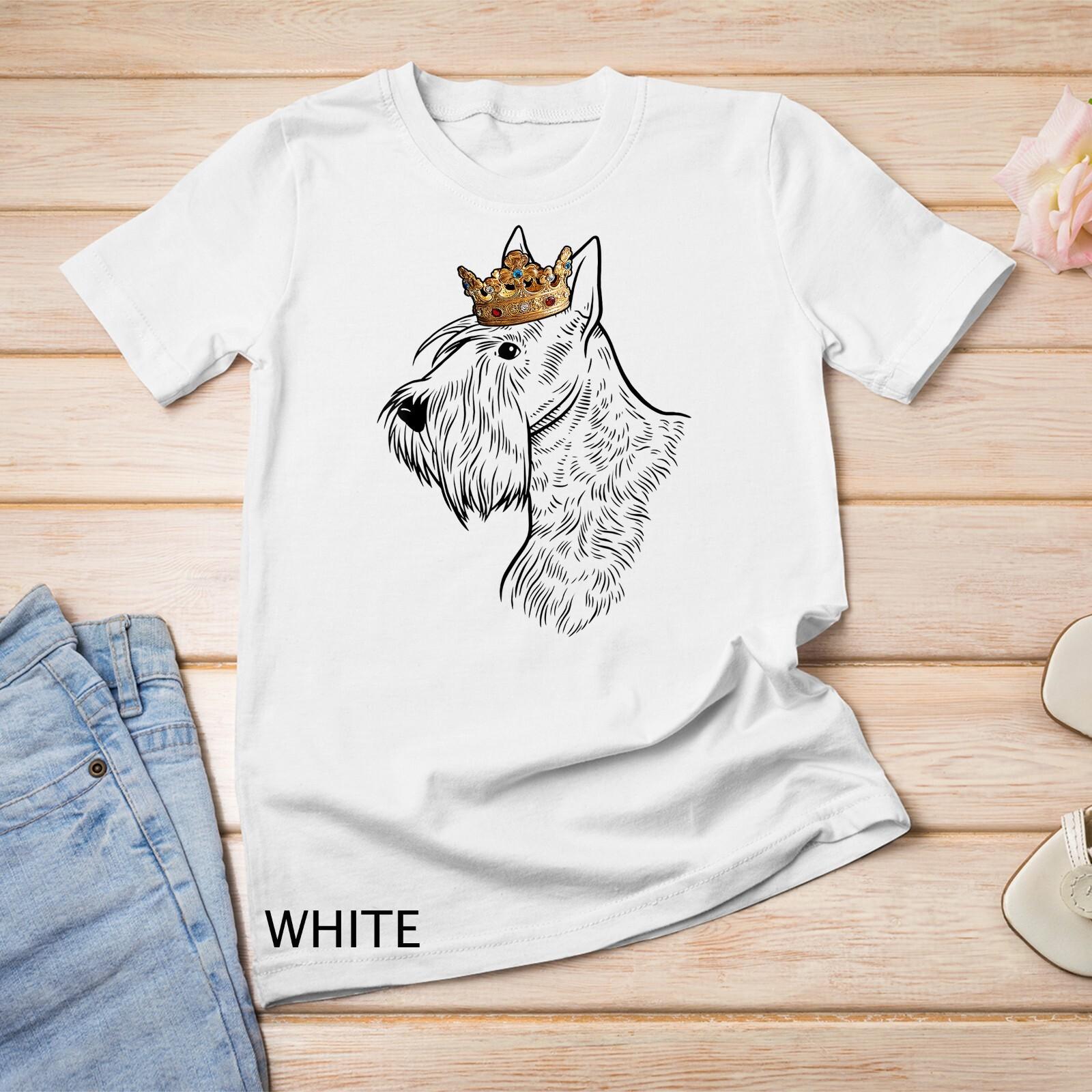 Scottish Terrier Dog Wearing Crown Unisex T-Shirt Mens Womens Tees Top XL