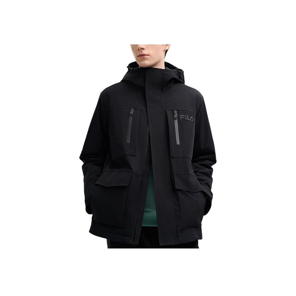 FILA Heritage Series Fashion Casual Water-Resistant Comfortable Warm Cotton Jacket Men jackets Black F11M518903F-BK