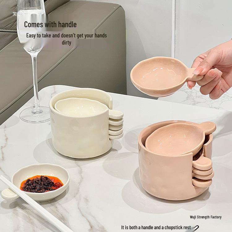 Ceramic Cream-Style Dipping Dish for Seasonings and Sauces