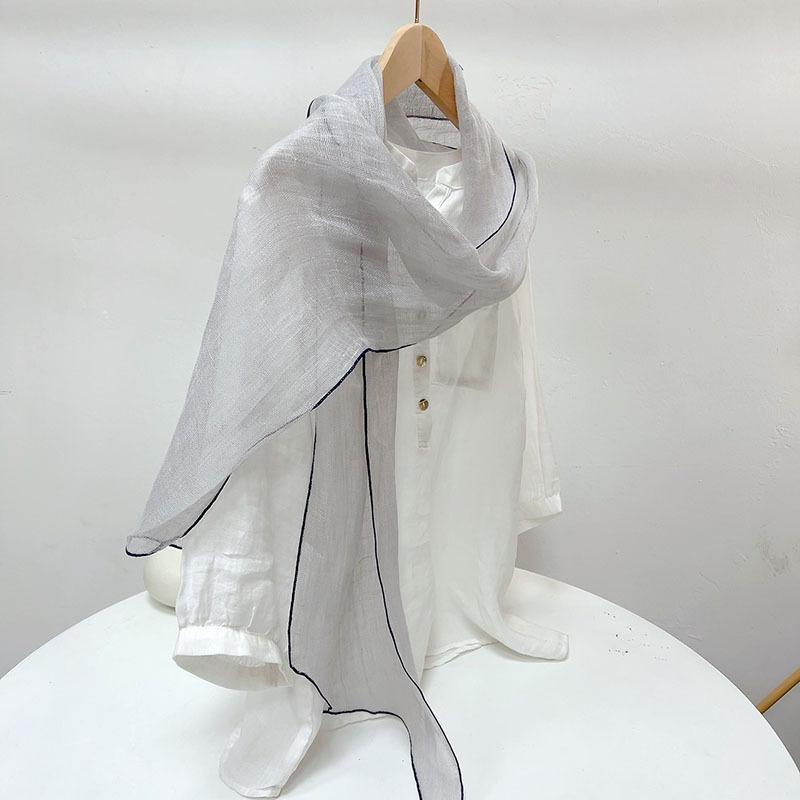 Solid Color Extended Rhombus Scarf Japanese Literary Sunscreen Silk Scarf Irregular Linen Neck Shawl Women