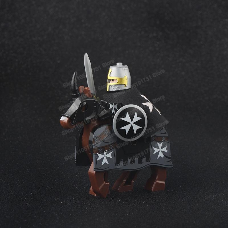 Medieval Knight Serie Figures Building Blocks Warrior Soldiers Guards Lion Heart Hospital Teutonic Knight Battle Pastor Kid Gift