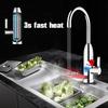 220V 50HZ 3000W Instant Electric Faucet Tap Hot Water Heater Home Stainless Steel Under Inflow LED Display Bathroom Kitchen