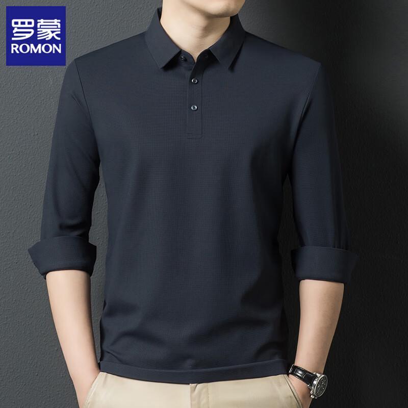 

Romon Men s Waffle Long-Sleeve Polo Shirt 175/L