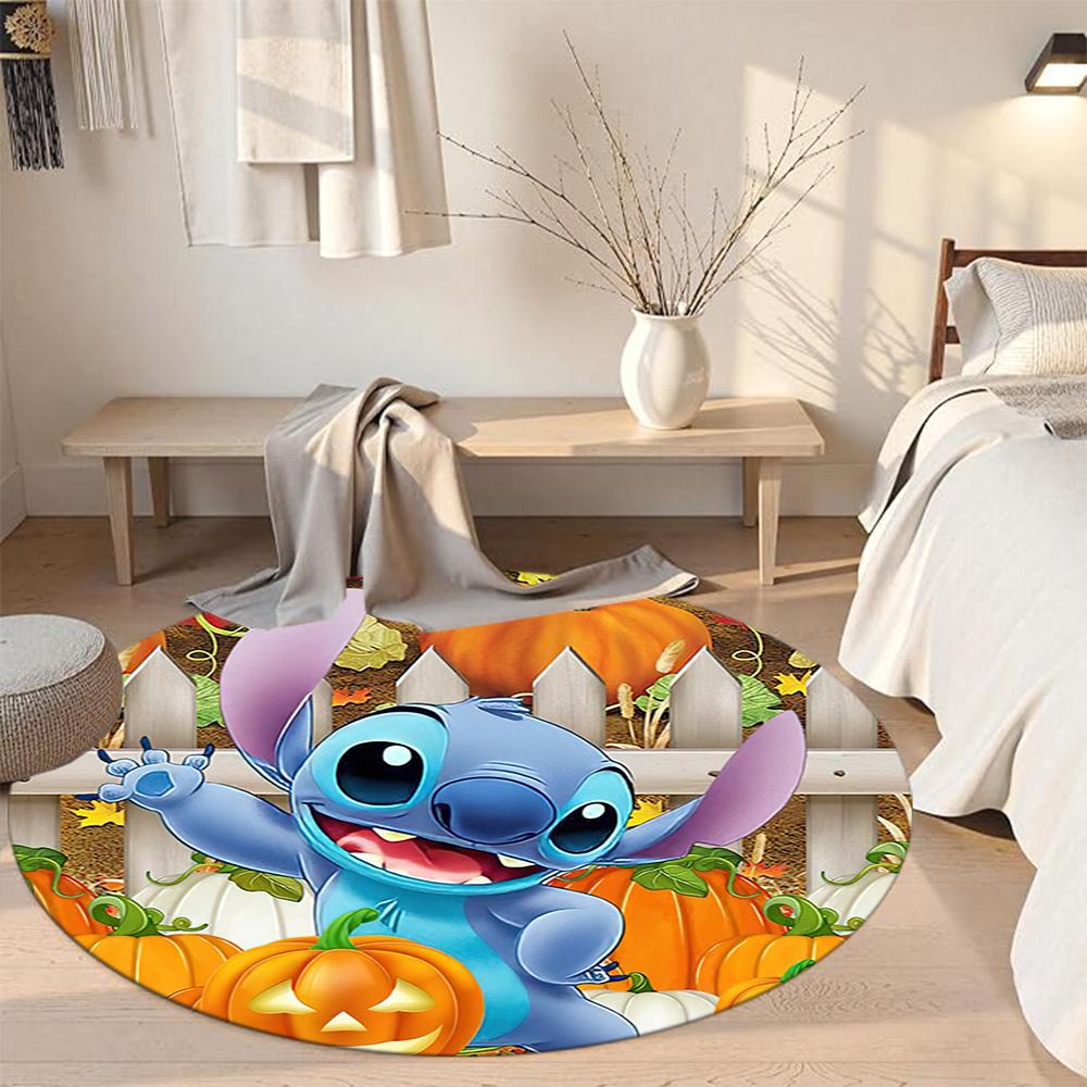 Stitch Tropical Round Carpet Design for Dining Room Game Room Playrooms Entryway Anti-slip Round Rug Office home decor Gift for Festivals