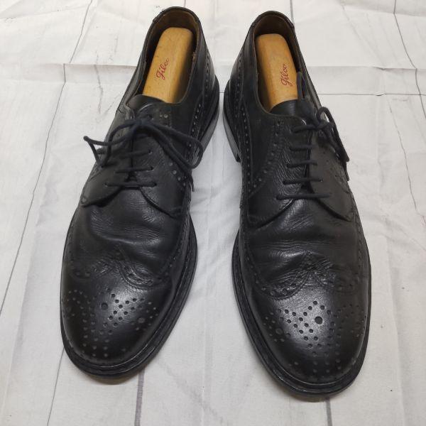 Lloyd Full Brogue Wingtip Shoes West Germany 70s-80s Vintage Size 9 27.5 Black Heavy Leather Sole(USED)