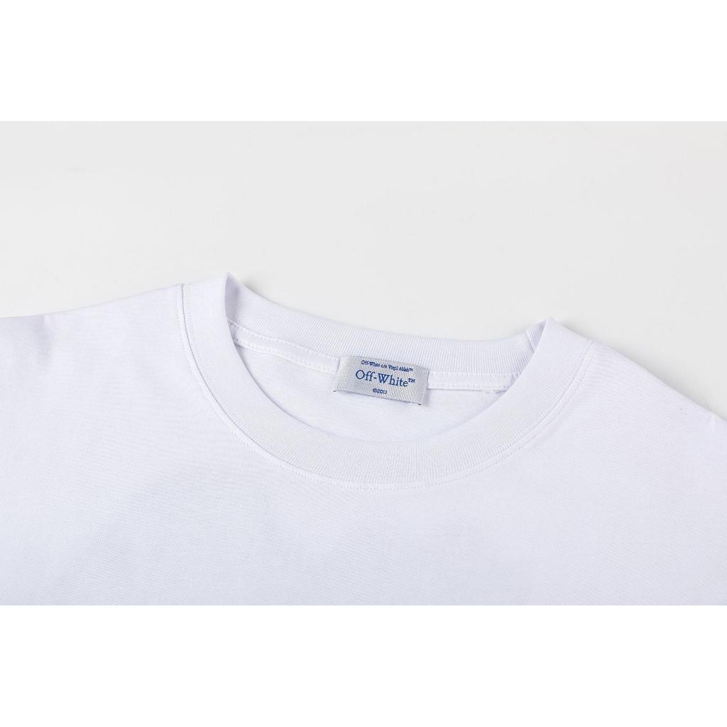 Off-White Nowość Wiosna/Lato 2025 Bluza z kapturem z okrągłym dekoltem i wzorem pękającego anioła OW, T-shirt z krótkim rękawem dla mężczyzn i kobiet