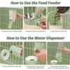 Hanging Rabbit Automatic Food Feeder with 30oz Bowl and 500ml Water Dispenser Bunny Gravity Feeding Station Waterer Set Hanging Self-Dispensing Feeder