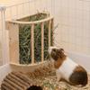 Vestavěný stojan na seno Dřevěný držák na seno pro králíky Krmítko na seno pro fretky Klec pro malá zvířata