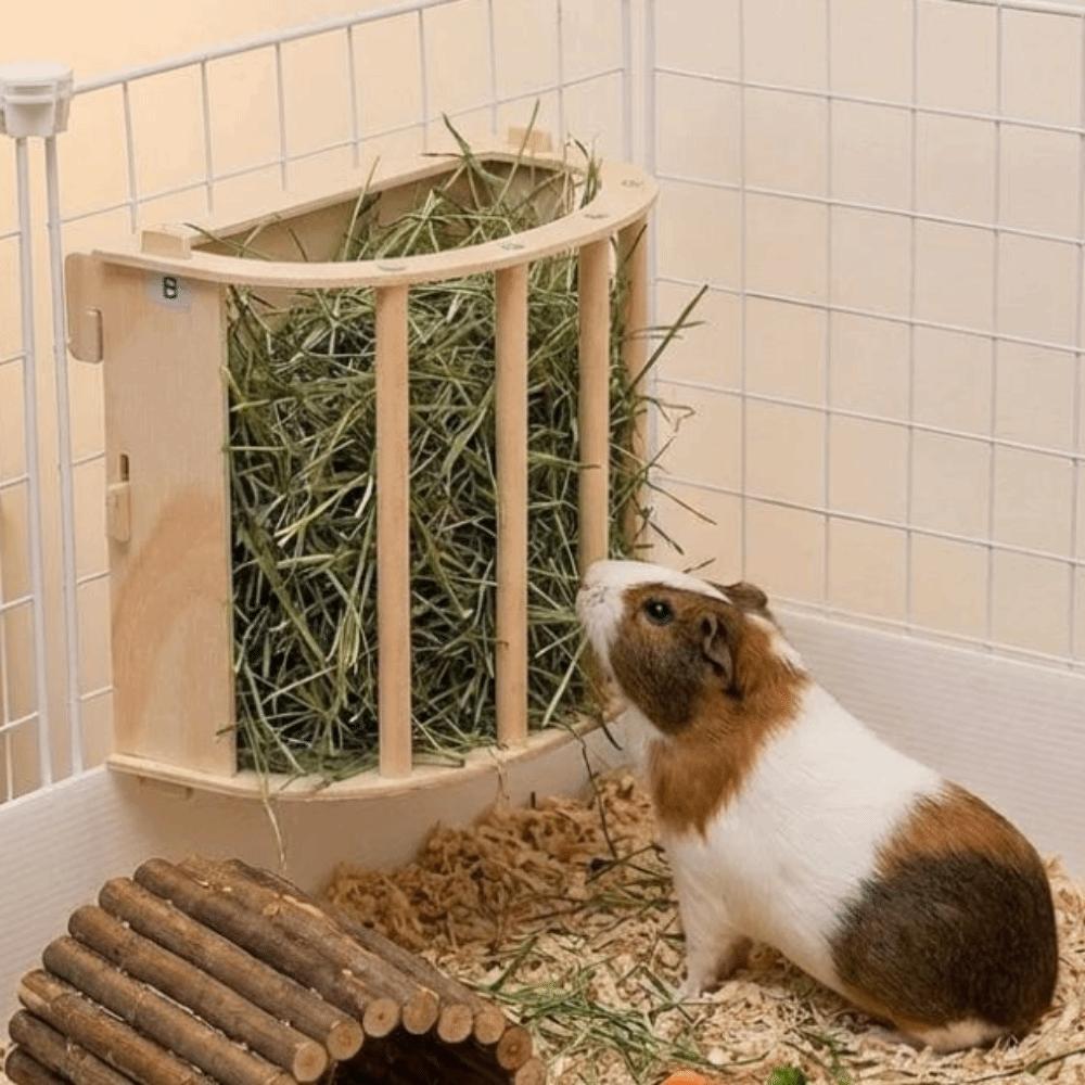 Vestavěný stojan na seno Dřevěný držák na seno pro králíky Krmítko na seno pro fretky Klec pro malá zvířata