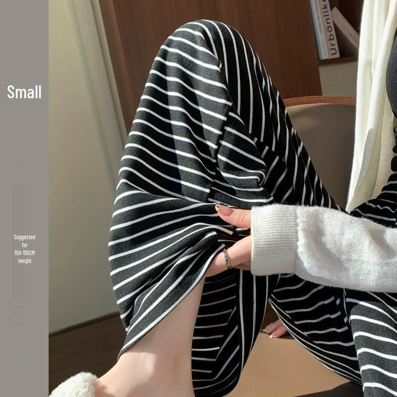 

Брюки с высокой талией цвета молочного чая с широкими штанинами для миниатюрных женщин - 145-150 см, Летние брюки прямого кроя, стройнящие M for 96-105 jin