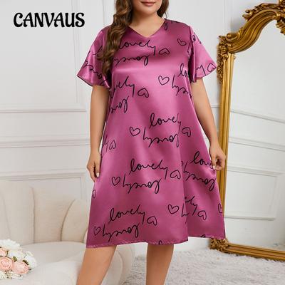 Women's Plus Size Summer V Neck Print Loose Pajamas