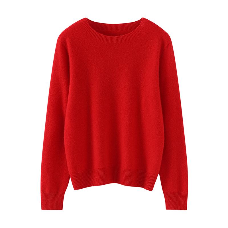 Women's Pure Cashmere Round Neck Sweater - New Fashion, Solid Color, Versatile Warm Knit Pullover