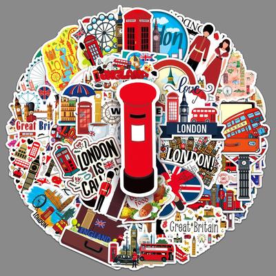 50 British Creative Outdoor Scenery Travel Britain Decorative Water Cup Mobile Phone Case Suitcase Stickers