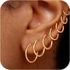 7 Pairs Gold Hoop Earrings for Women 18K Gold Stainless Steel Hoop Earrings Set Lightweight Hypoallergenic Earring Jewelry Gifts