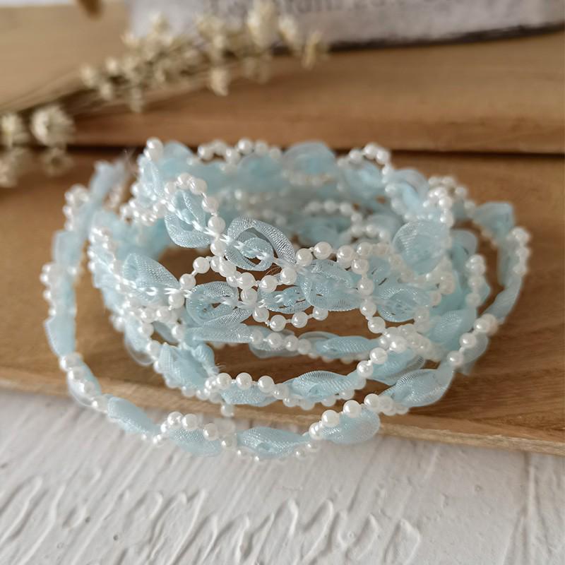Luxury Blue Lace Trim Ruffle Flounce for DIY Dress Decoration