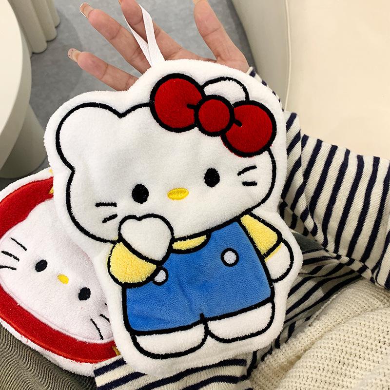 

Cartoon kt cat hanging hand towel, water-absorbing quick-drying thickened hand cloth, bathroom, kitchen handkerchief, children s hand cloth