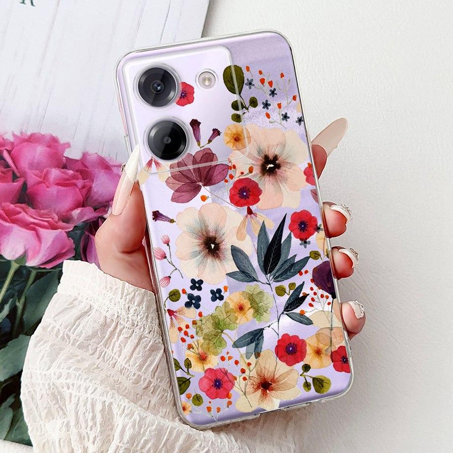 For Xiaomi Poco M7 Pro 5G X7 Pro Back Cover Girly Fashion Flower Butterfly Painting Soft TPU Clear Fundas PocoM7 Pro X7Pro Case