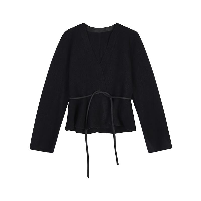 Women's Lamb Wool Tie-Waist Short Cardigan