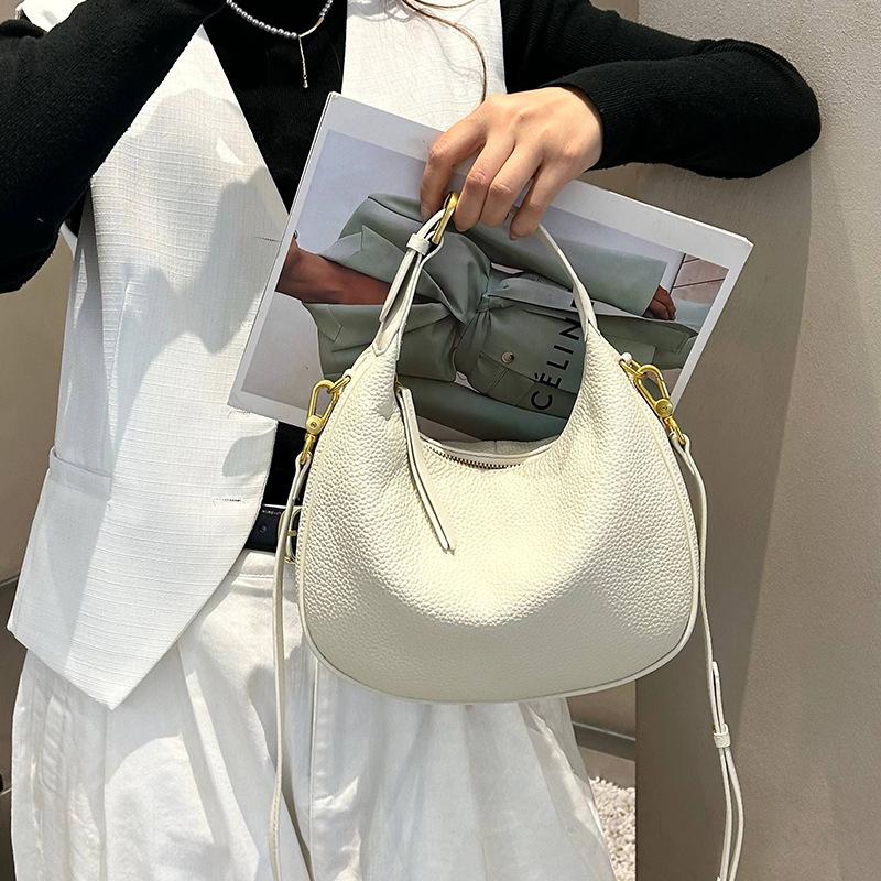 New Leather Large Bag Temperament Handbag, Single Shoulder Diagonal Cross Handbag, Women's High-end Sense, Top Layer Cowhide Women's Bag