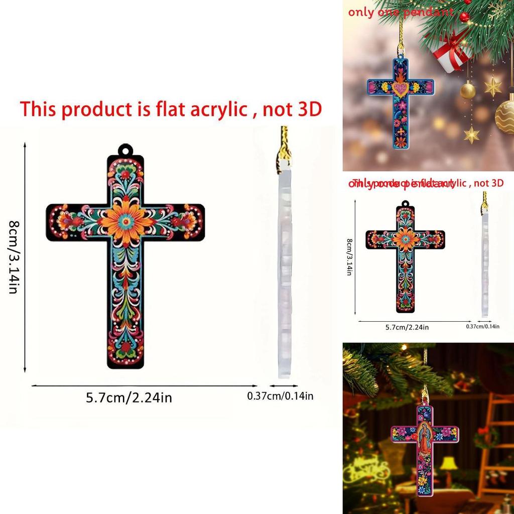 Car Easter Acrylic Cross Pendant With Minimalist Design For Vehicle Interior Decor