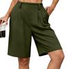 Women Casual Loose Fit Wide Leg Bermuda Shorts with Pockets Mid Length Street Style Five Point Pants Comfortable Everyday Wear