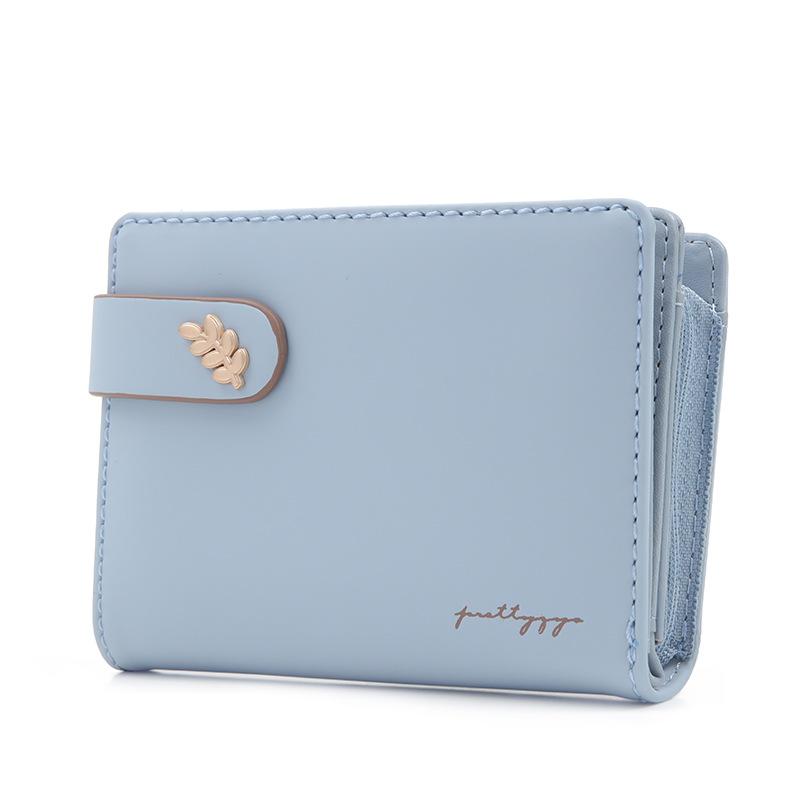 Women's Short Wallet with Simple Buckle and Multiple Card Slots Foldable Women's Coin Purse