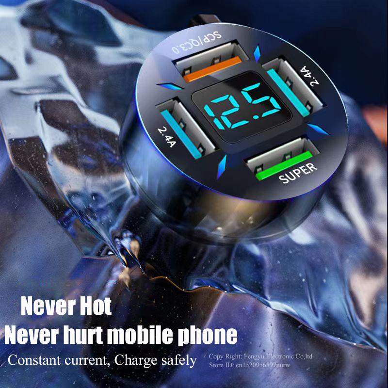 150w Portable Car Charger Fast Charging Adapter 4 Port For Iphone 14 13 Pro Max 12 11 Min Samsung Oneplus Oppo Xiaomi Huawei