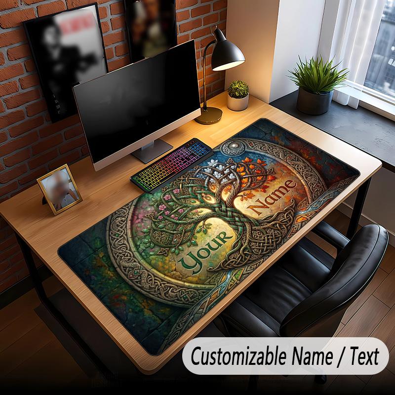 Tree of Life Theme Custom Mouse Pad Personalized With Name Text Customized Desk Mat For Office Home Decor