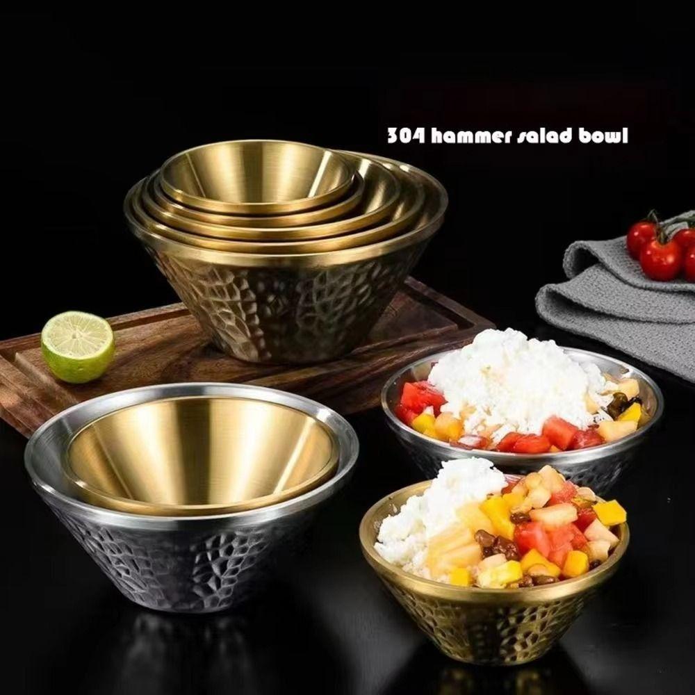 304 Stainless Steel Salad Mixing Bowl Korean Style Soup Fruit Bowls Ice Shaved Bowl  Kitchen
