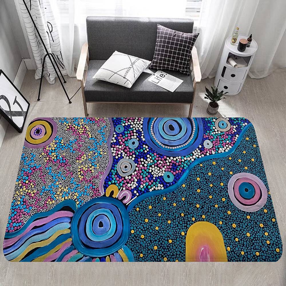 Australian Aboriginal Art Door Mat Washable Non-Slip Living Room Sofa Chairs Area Mat Kitchen Doormat Area Rug