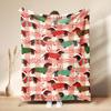 Christmas Flannel Blanket Santa Claus Puppy Soft Milu Deer, Warm Throw Blanket Winter New Year Gift For Kids, Couch Sofa Decor