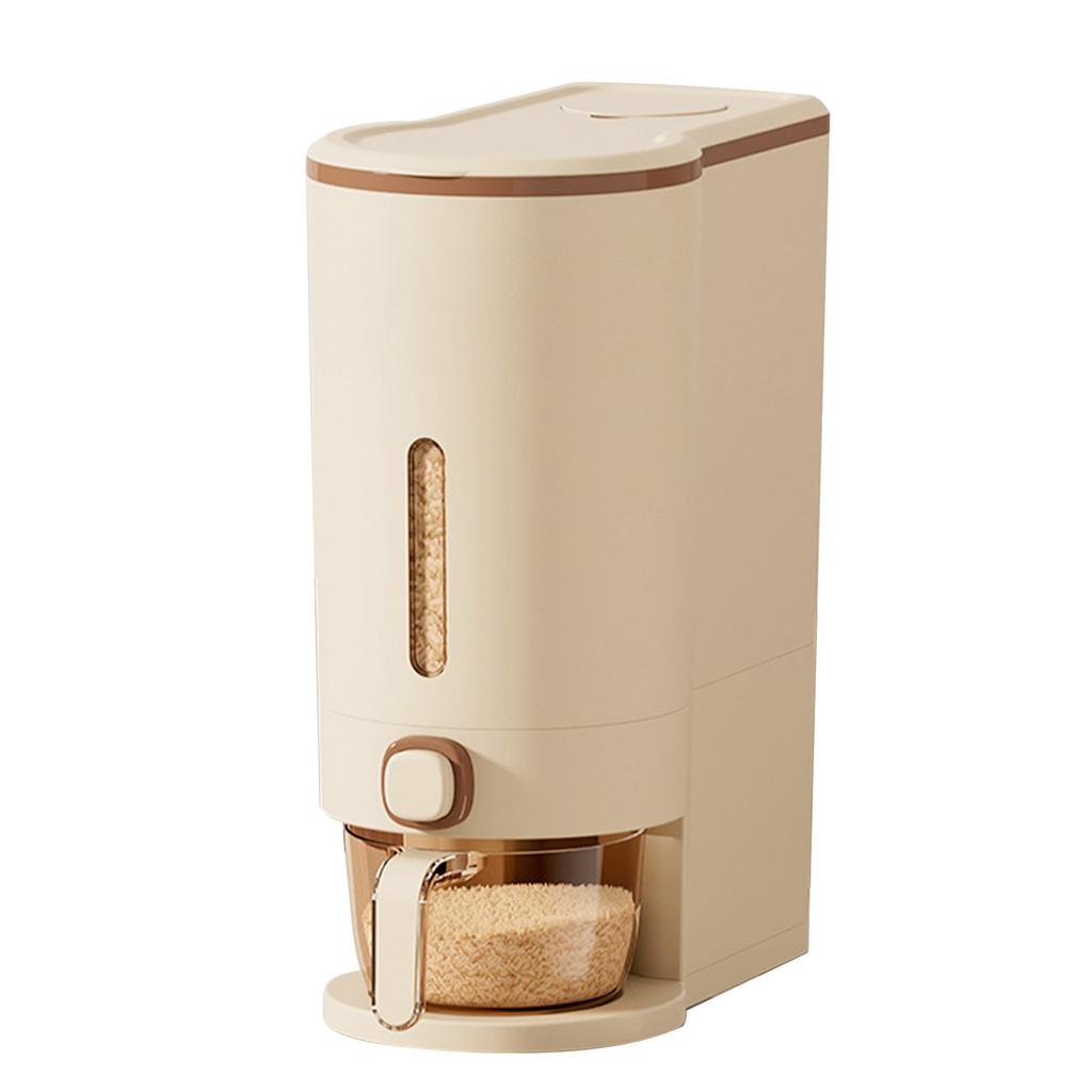 Press Rice Dispenser with Measuring Cup Transparent Window Detachable Sealed Grain Storage