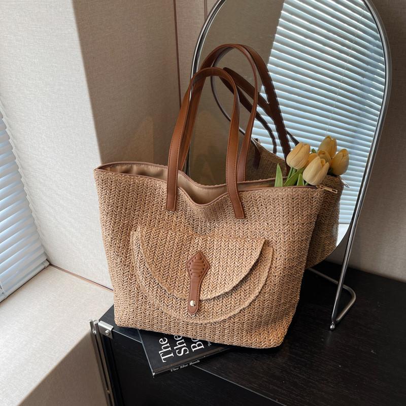 Minimalist Woven Straw Bag For Summer Beach Vacation With Large Capacity For Women