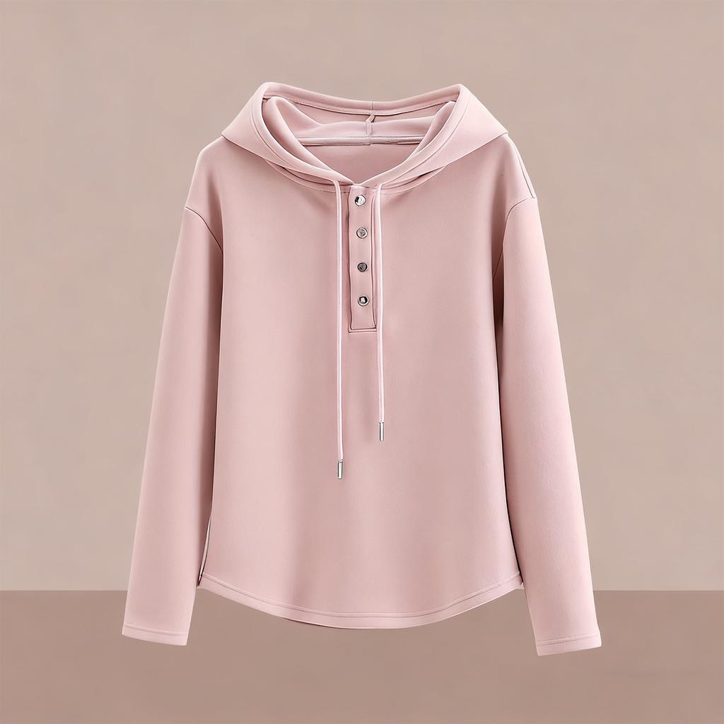 Top con capucha de manga corta para mujer, casual y a la moda, de color sólido y con mangas largas