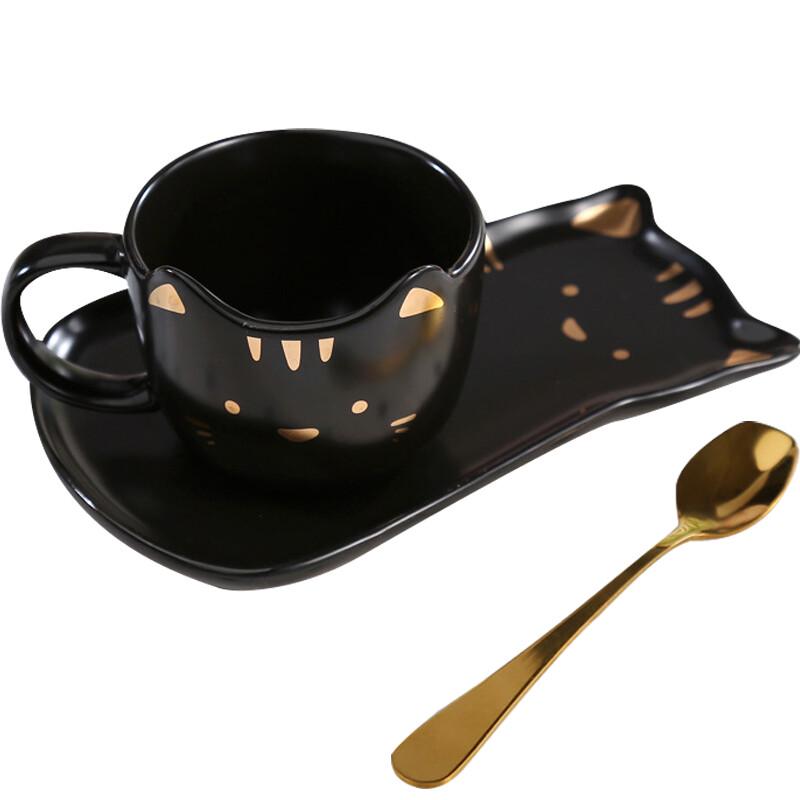 Pink Ball Gold Rim Cat Coffee Mug