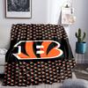 Couverture de lit en flanelle légère Cincinnati Bengals Casque Parfaite pour le Voyage, le Camping, les Salons, les Bureaux, les Canapés, Cadeau de Noël pour Fan