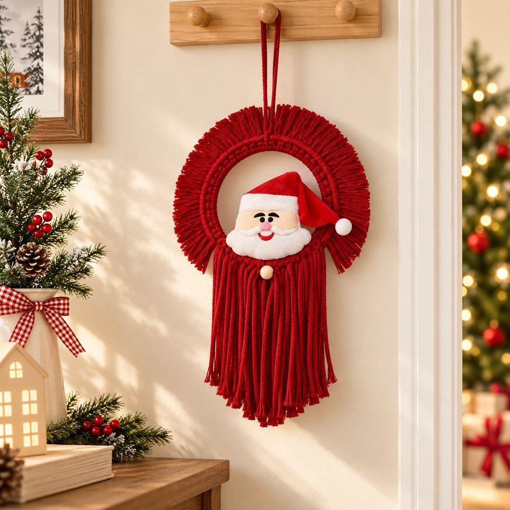 Round Shape Santa Claus Wall Hanging 20x30cm Santa Christmas Decoration Kids Room Decoration