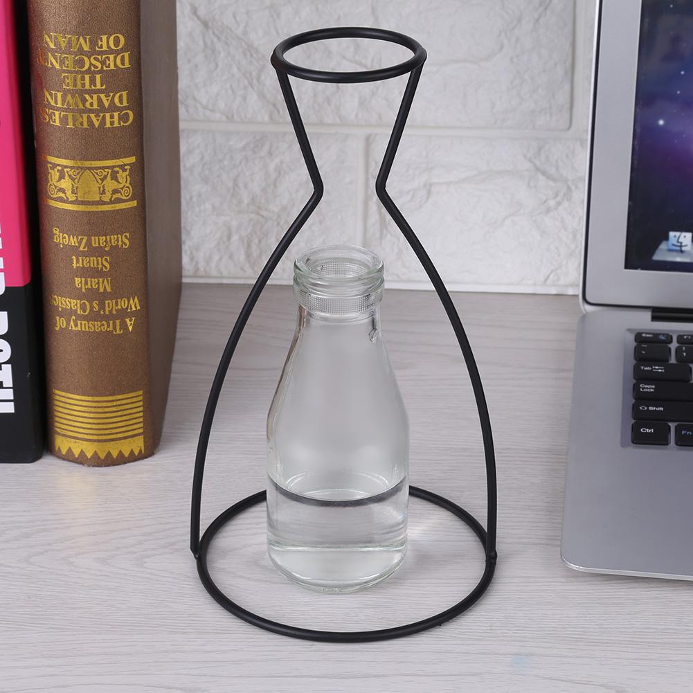 Creative Shapes Black Metal Flower Vase Frame Plant Holder Cafe Home Decor