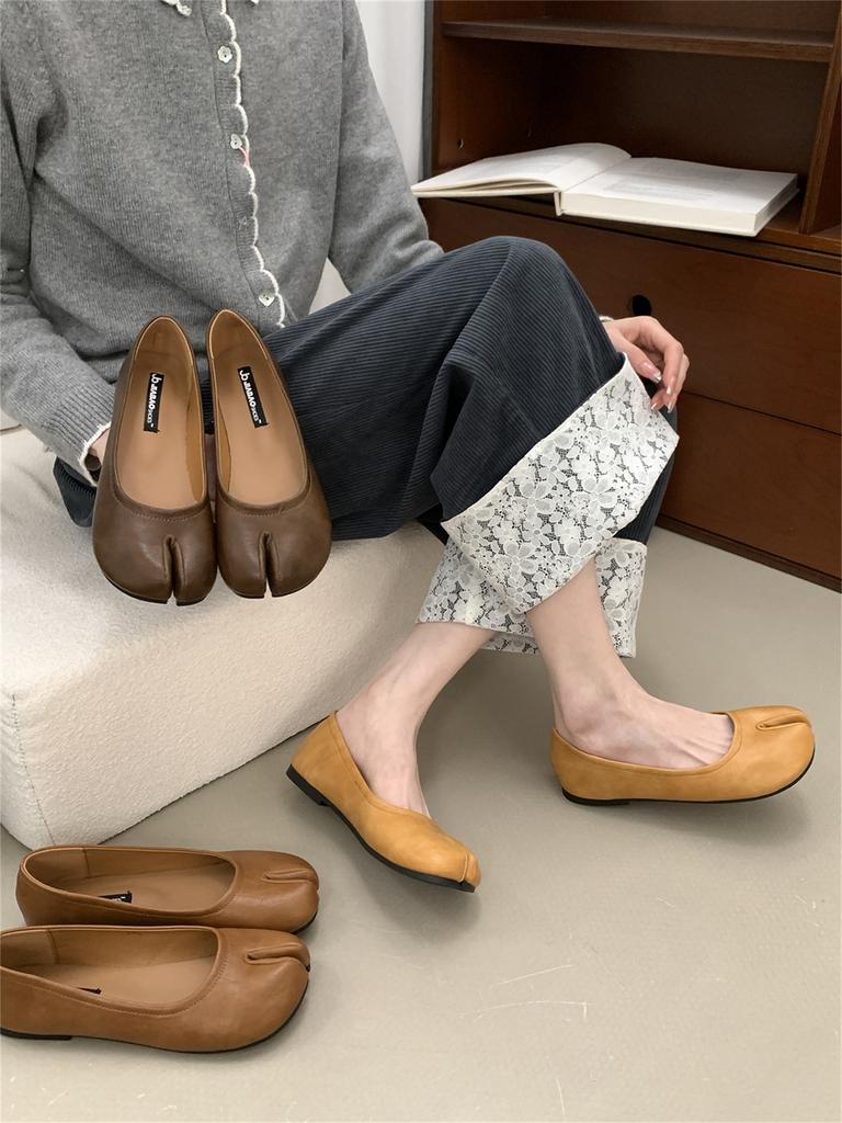 Pig'S Trotters, Split-Toed Horseshoe Shoes, Women'S Single Shoes, Spring And Autumn Evening Shoes, Doudou Shoes, One-Pedal Flats