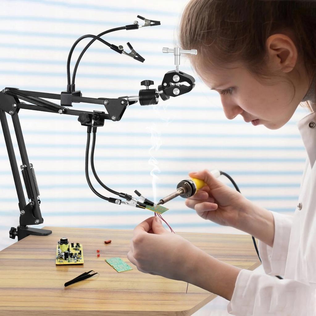 Boom - universal third arm with 4 crocodile clips mounted to the tabletop